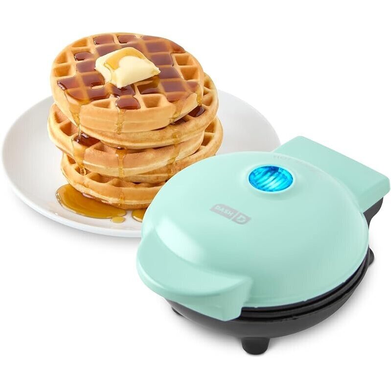Dash AQUA 4-in-1 Mini Waffle Maker - Perfect for Small Spaces