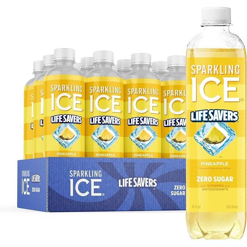 Sparkling Ice Lifesavers Pineapple Zero Sugar Sparkling Water - 12pk
