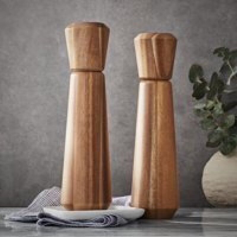 Elegant Acacia Wood Salt and Pepper Mill Set