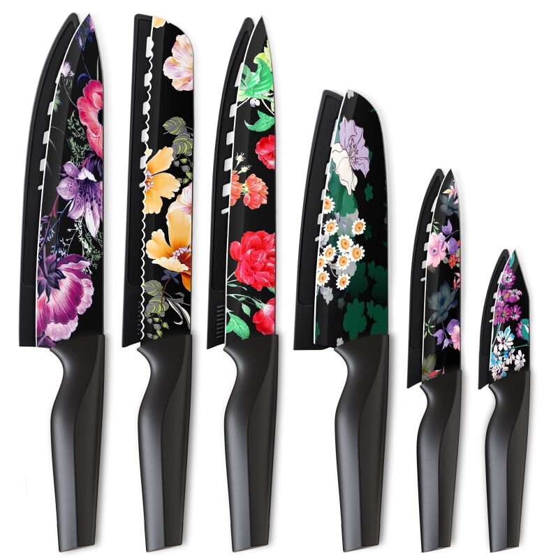 Premium Astercook 6 Piece Flower Kitchen Knife Set - High-End German Stainless Steel