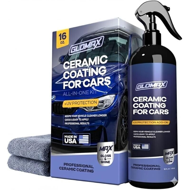 GLOMAX Premium Ceramic Coating 16oz - 3-in-1 Ceramic Wax Spray for Cars