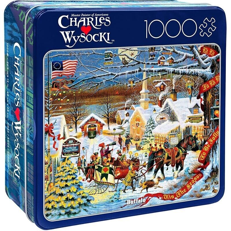 Charles Wysocki Small Town Christmas 1000pc Puzzle - Perfect Holiday Activity