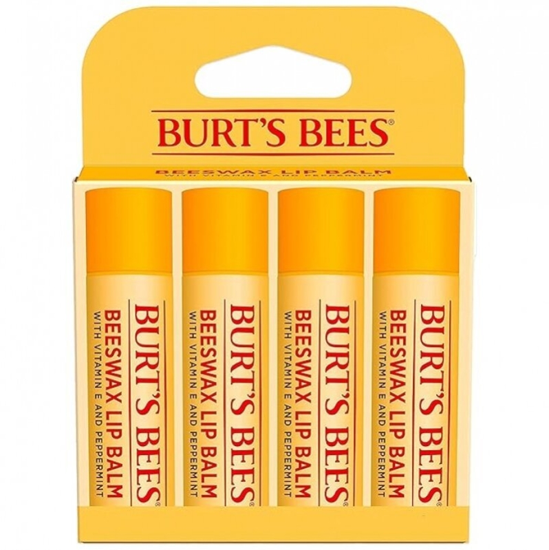 Burt's Bees Lip Balm - Original Beeswax, 4 Tubes - Tint-Free Moisturizer