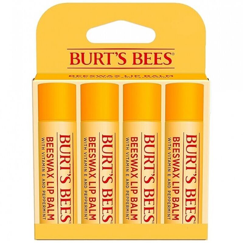 Burt's Bees Lip Balm - Original Beeswax, 4 Tubes - Tint-Free Moisturizer