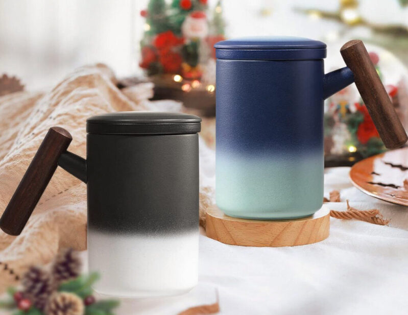 Whole Ceramic Infuser Tea Cup with Lid - 15oz
