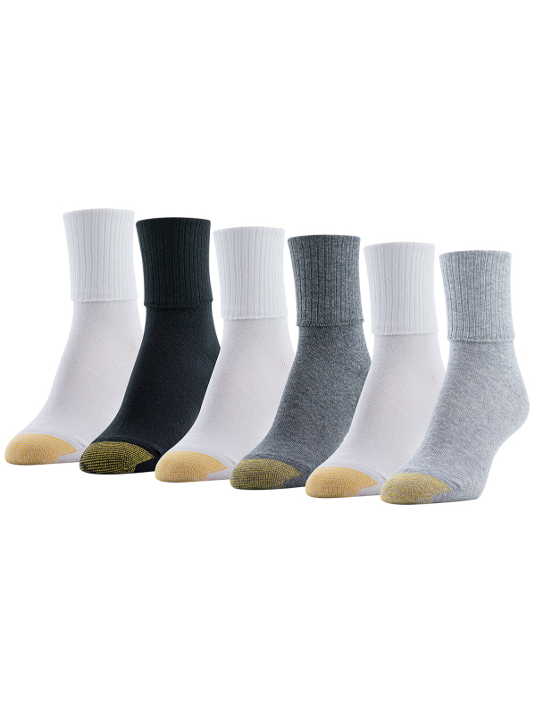 6-Pairs Goldtoe Edition Womens Classic Turn Cuff Socks - Affordable Comfort