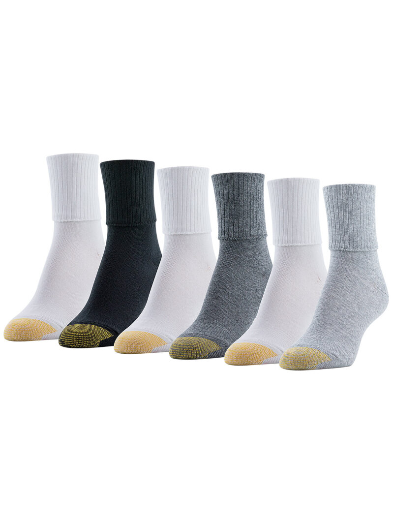 6-Pairs Goldtoe Edition Womens Classic Turn Cuff Socks - Affordable Comfort