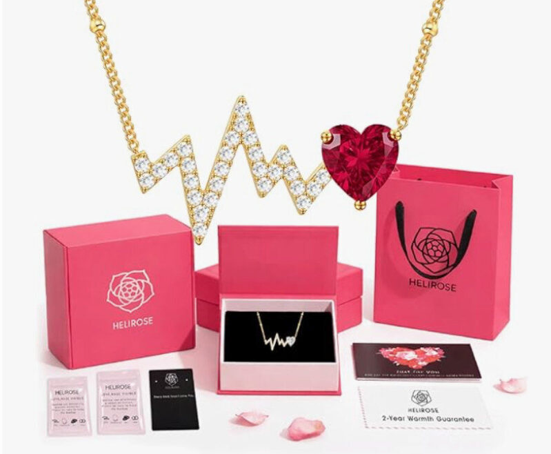 HELIROSE 5A Zircon Heartbeat Heart Necklace - Prime Exclusive