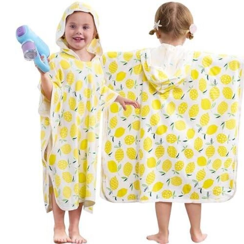 Lemon Print Bamboo Fiber Bathrobe for Children, 59% Off