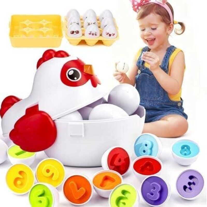 Colorful Toddler Learning Toy: 24pcs Egg Puzzle with Chicken Shape