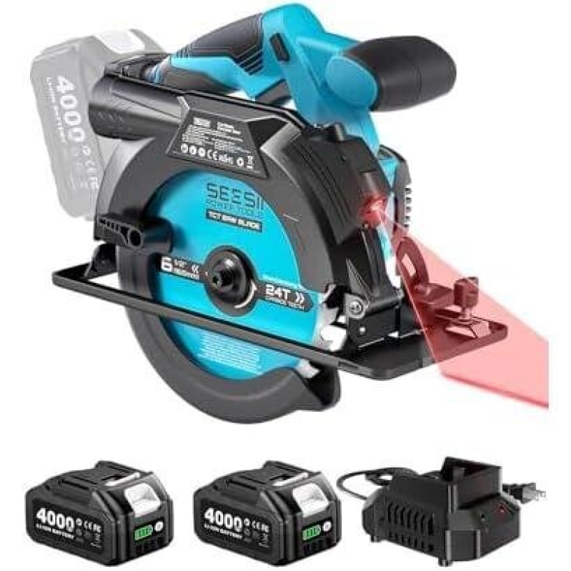 6.5 Inch Cordless Circular Saw with 2 Batteries - 53% Off