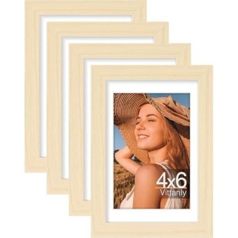 4x6 Picture Frames Set of 4 - Natural Wood, 50% Discount