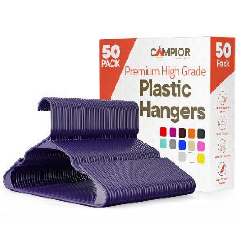 50 Purple Plastic Hangers - Durable and Multi-Colored