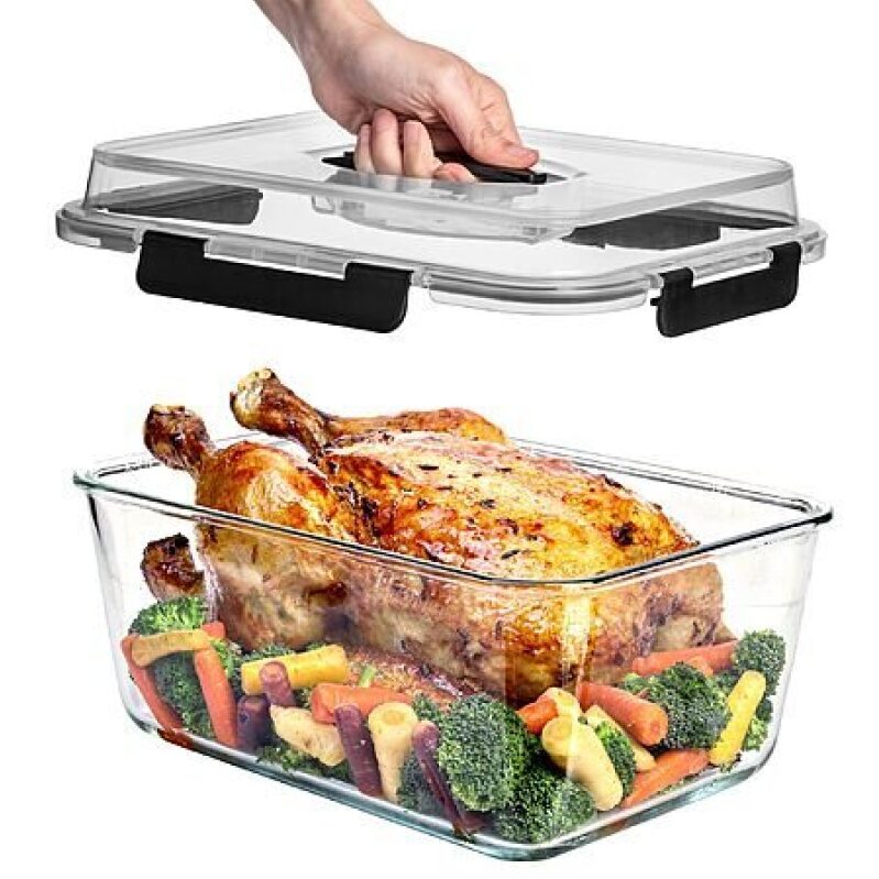 Razab Extra Large Glass Food Storage Containers with Lids (Black) - 6500ml / 220-Oz / 28-Cups