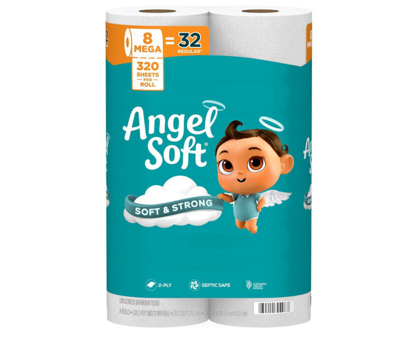 Angel Soft Unscented Bathroom Tissue, 8 Mega Rolls - Prime Exclusive Deal