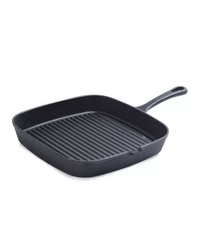 9-Inch Square Cast Iron Grill Pan - Perfect for Steaks and More