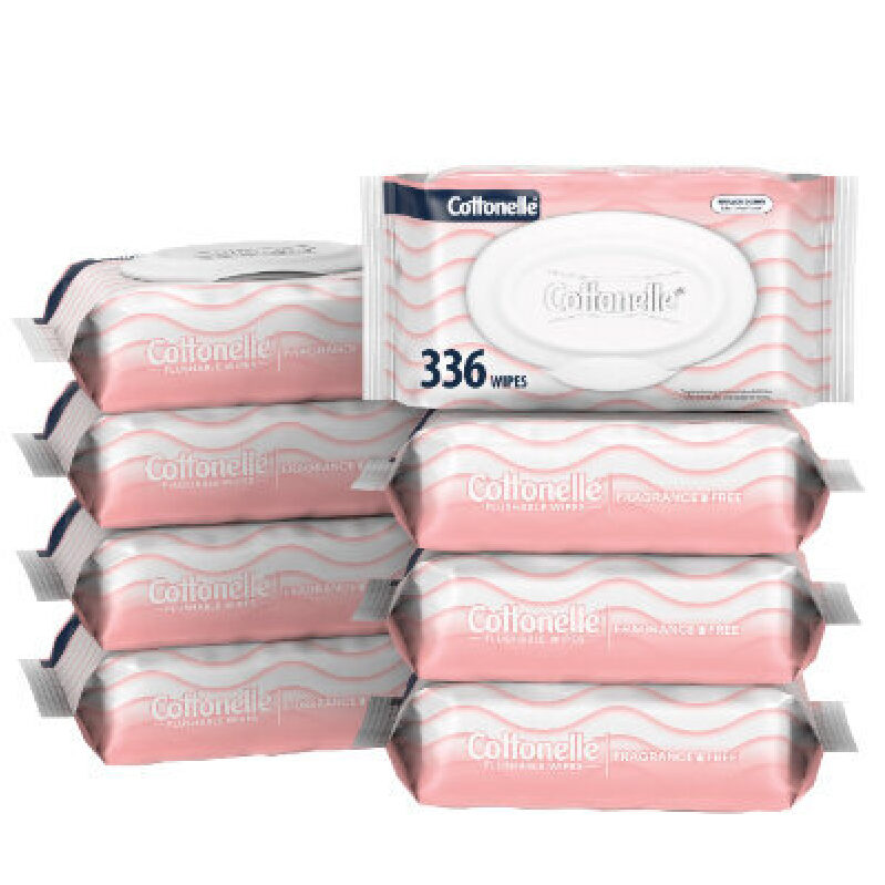 Cottonelle Unscented Flushable Wipes, 8 Packs, 336 Wipes Total