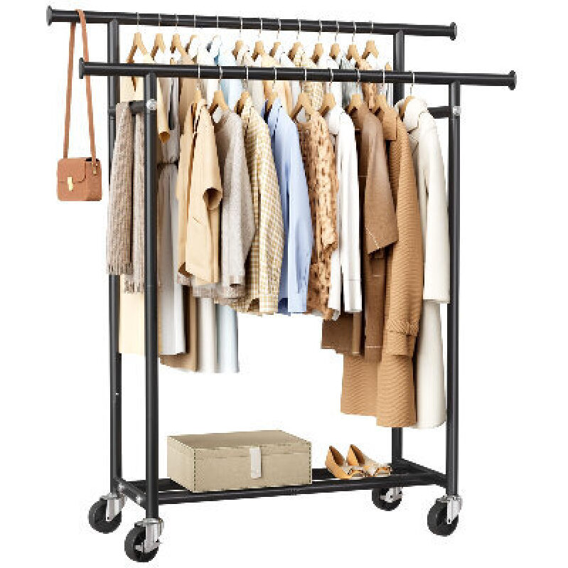 Versatile Double-Rail Mobile Clothing Rack