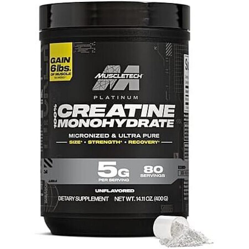 MuscleTech Platinum Creatine Monohydrate Powder - Unflavored, 80 Servings