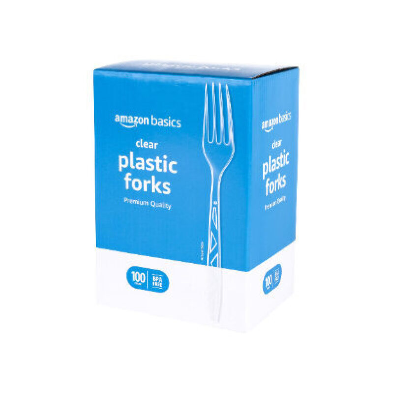 Amazon Basics Clear Plastic Forks - 100 Count