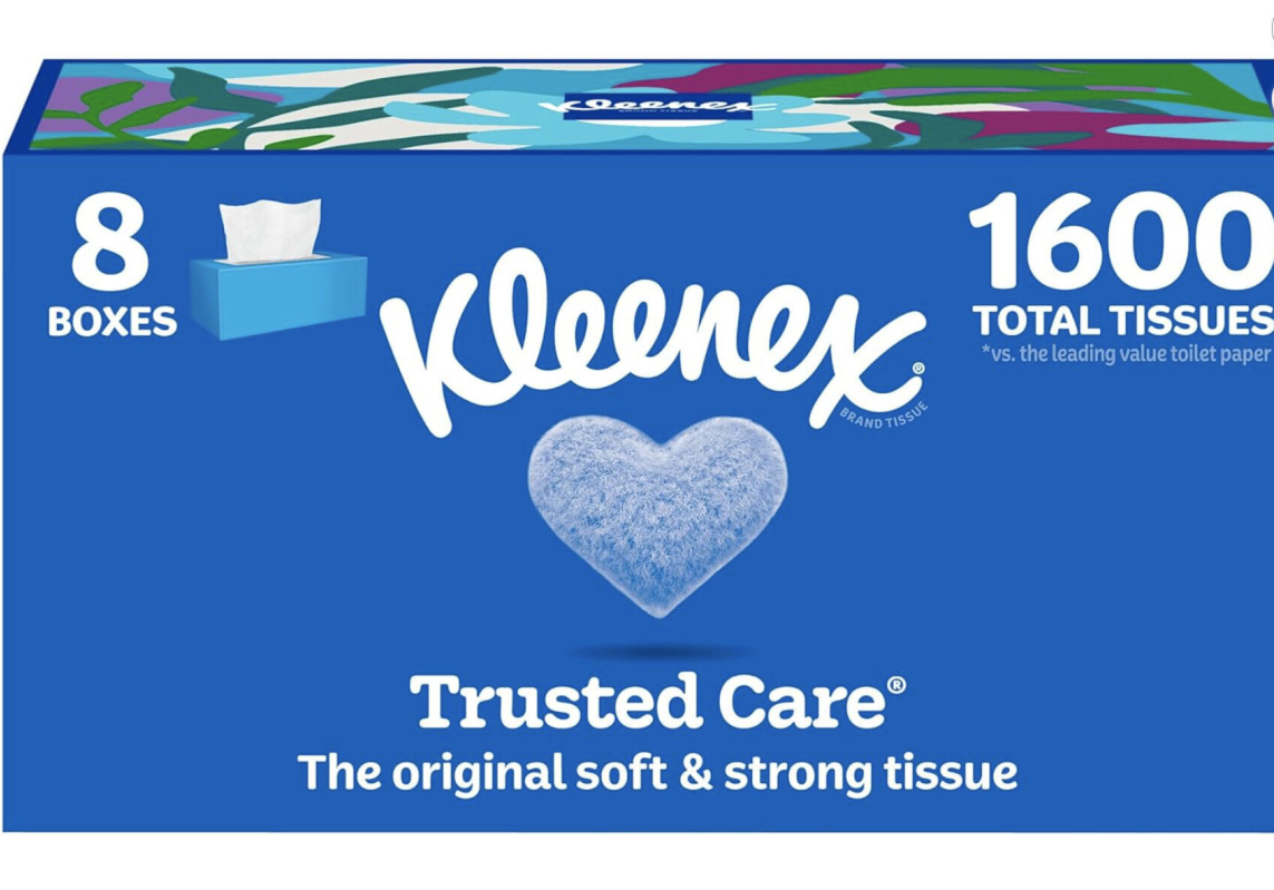 Kleenex Trusted Care Tissues - 8 Box Pack, 1600 Tissues