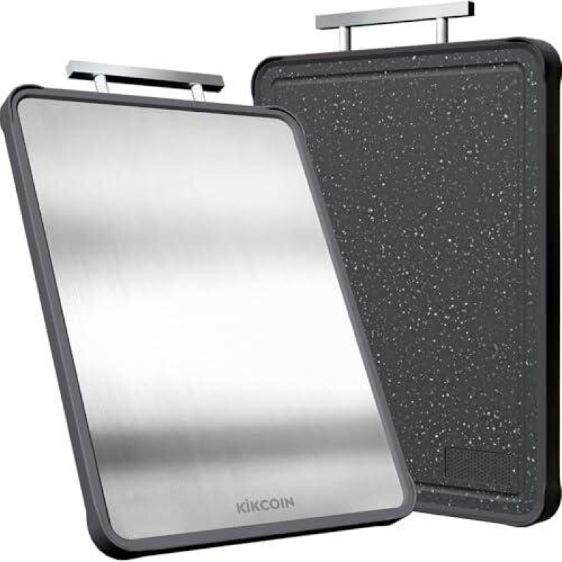 Kikcoin Double Sided Cutting Board - Stainless Steel/Wheat Straw PP - 75% OFF