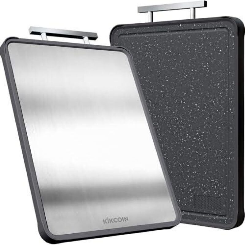 Kikcoin Double Sided Cutting Board - Stainless Steel/Wheat Straw PP - 75% OFF