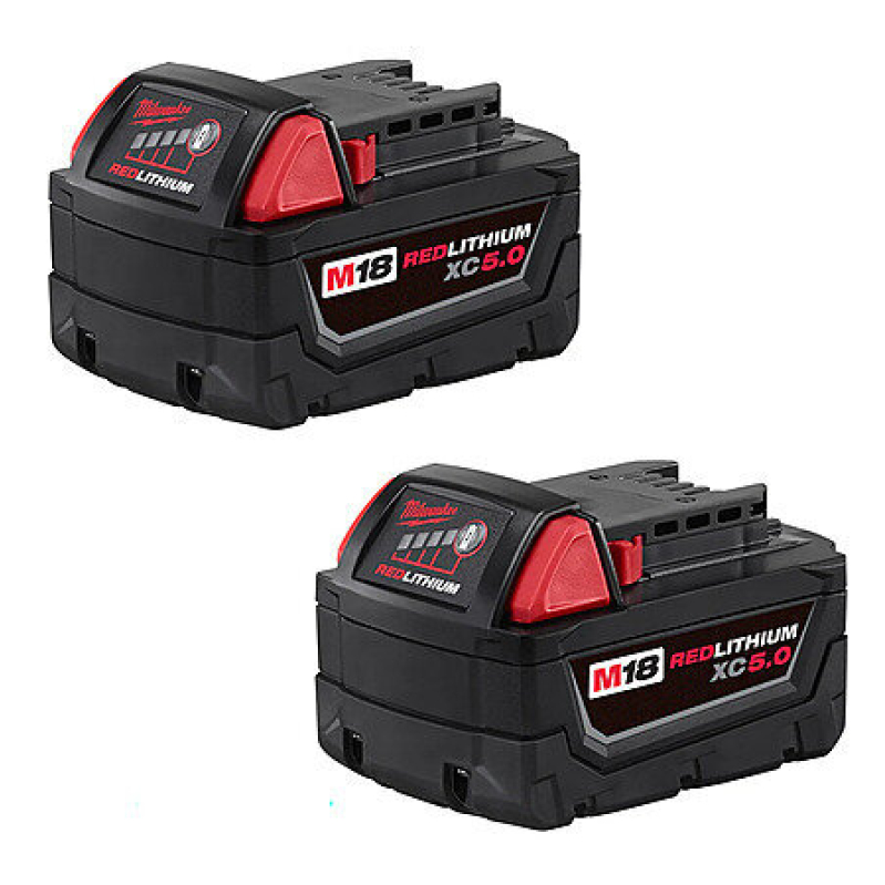 Milwaukee M18 REDLITHIUM XC 5.0Ah Battery Pack (2 Piece) - High Capacity & Long-Lasting Power