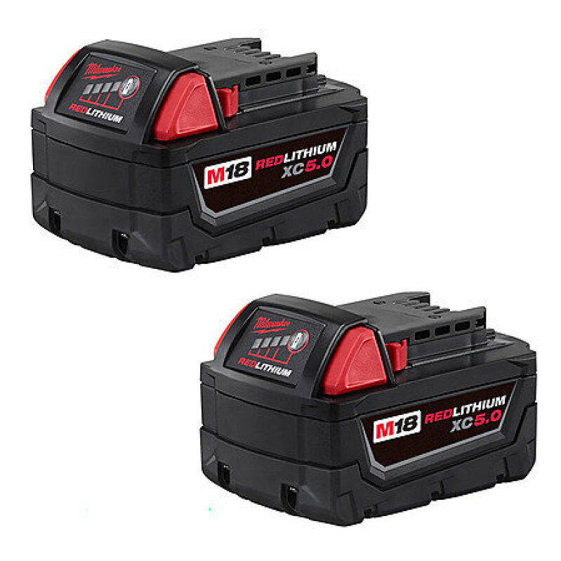 Milwaukee M18 REDLITHIUM XC 5.0Ah Battery Pack (2 Piece) - High Capacity & Long-Lasting Power