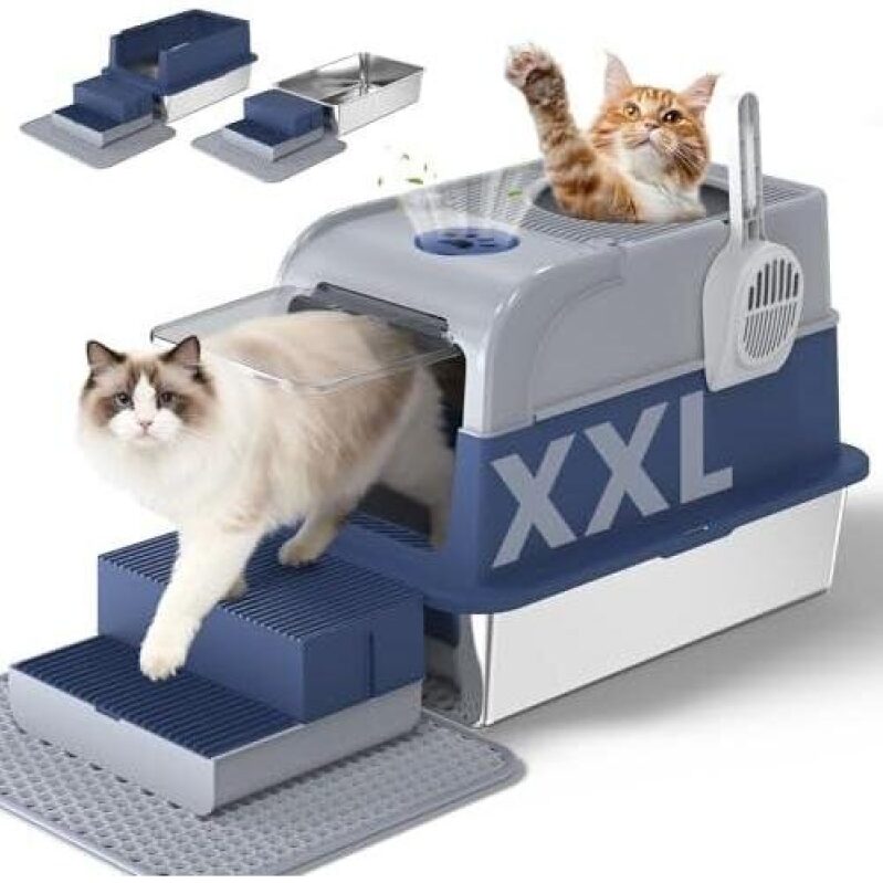 Stainless Steel XXL Cat Litter Box with Lid - 30% Off