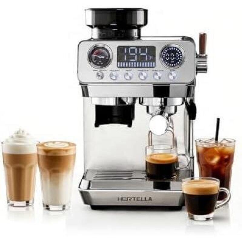 Sleek Stainless Steel Italian Espresso Machine with 20 Bar Pressure - 50% Discount