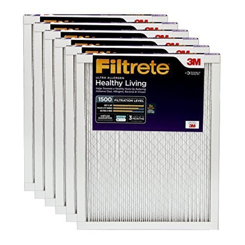 Filtrete Allergy Central Air Filters, MPR 1500, 12x24x1 inch, 6-Pack