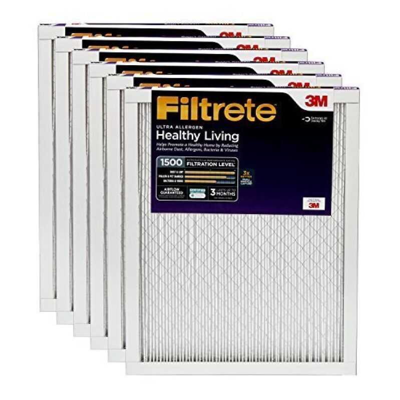 Filtrete Allergy Central Air Filters, MPR 1500, 12x24x1 inch, 6-Pack