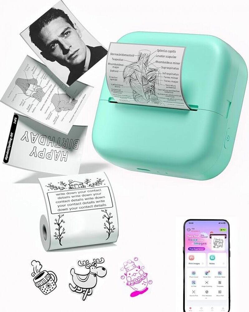 Ponek Mini Sticker Printer - M02X: Pocket-Sized Thermal Sticker Maker for Kids & Students