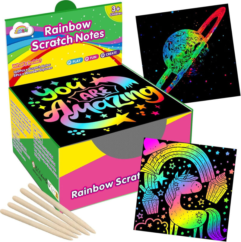 165 Rainbow Scratch Notes Set - Best Kids Activity Kit