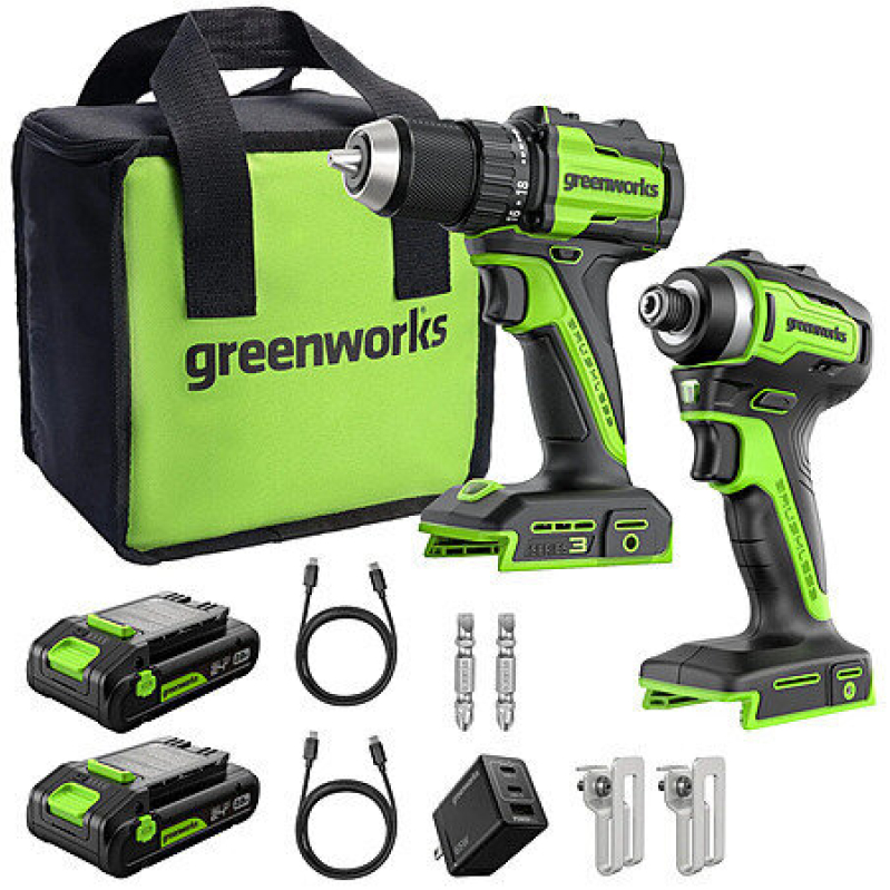 Powerful Greenworks 24V Cordless Drill & Driver Kit - Great Value Deal