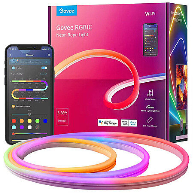 Affordable 6.5' RGBIC Smart LED Neon Rope Light - Perfect for Home Decor
