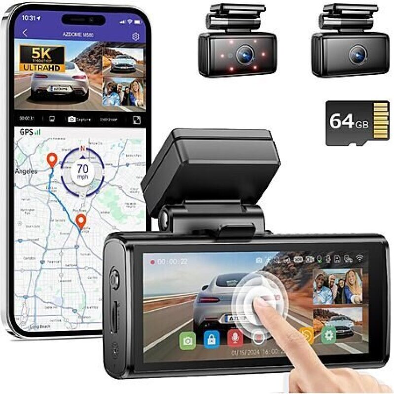 AZDOME M580 3-Channel Dash Cam with 4