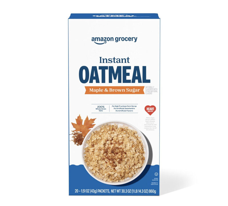 Amazon Grocery Maple & Brown Sugar Instant Oatmeal - 20 Packs