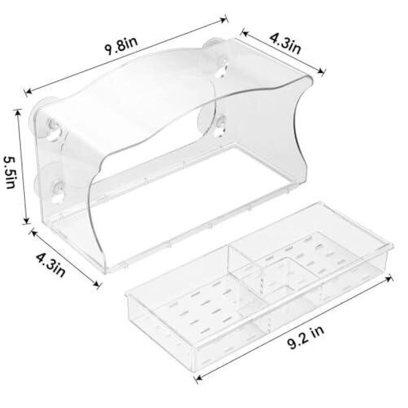 Transparent Window Bird Bath with Four Suction Cups and Sink