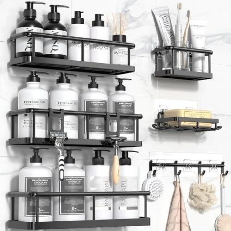 YASONIC 6-Piece Punch-Free Rustproof Shower Shelf - 60% OFF