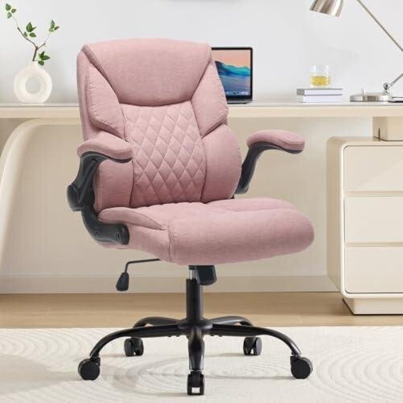 Elegant Pink Fabric Executive Office Chair - 40% Discount