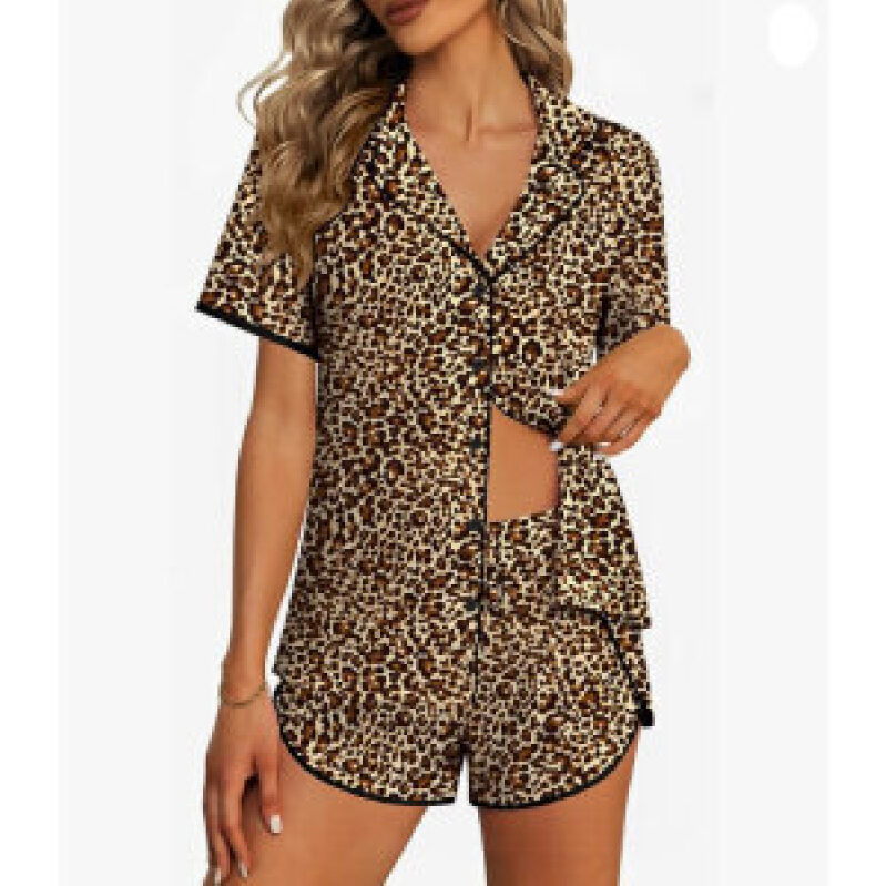 Elegant Leopard Print Short Set - Comfortable and Chic