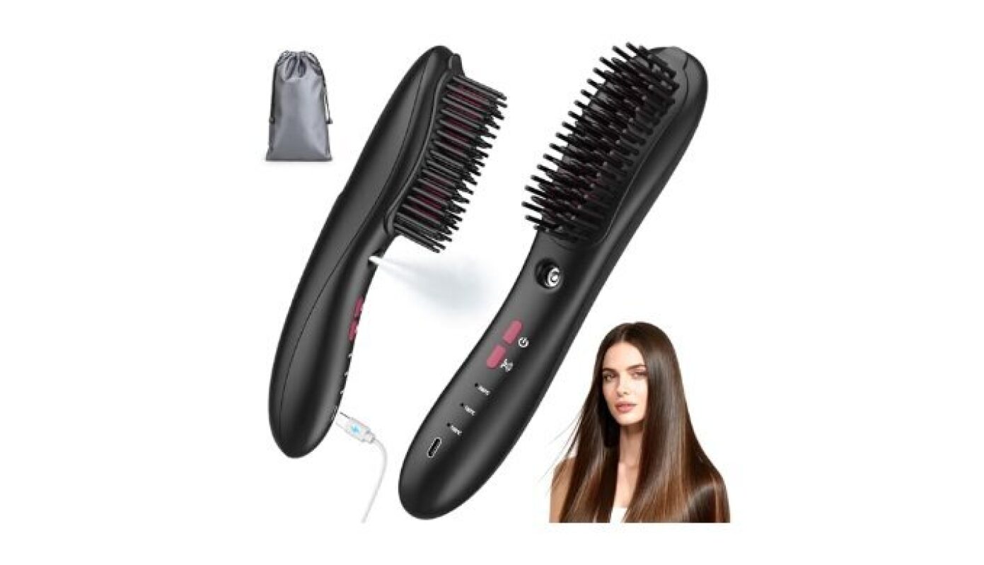 Wireless Straightener Comb with Spray Mist – 3 in 1 Straightening Brush