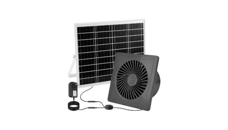 Powerful 2-in-1 Solar Exhaust Fan with DC Adapter