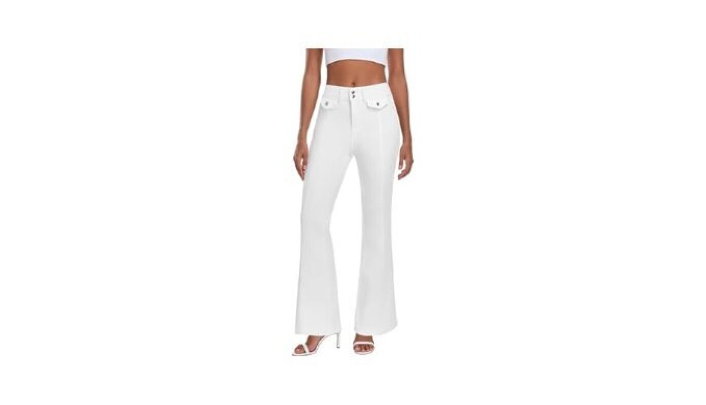 MARIASH Women's Flared Jeans - High-Waisted, Stretchy Denim with Button Fly