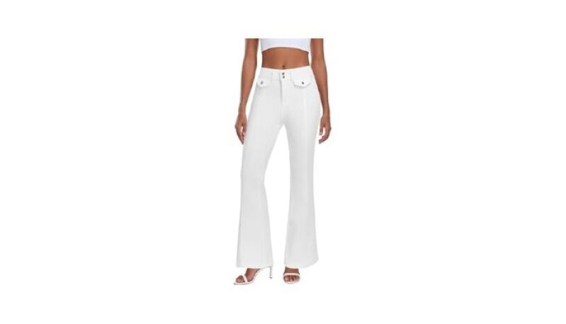 MARIASH Women's Flared Jeans - High-Waisted, Stretchy Denim with Button Fly