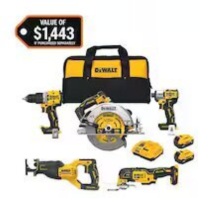 DEWALT 20V Lithium-Ion Cordless 5-Tool Combo Kit DCK510P2