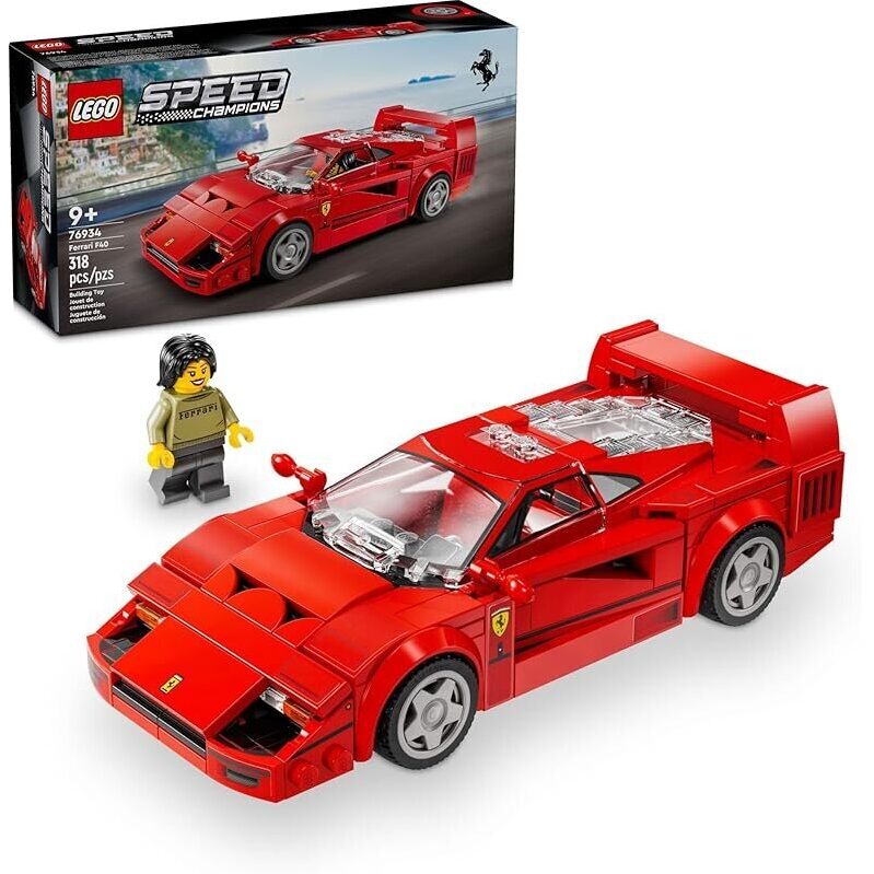 LEGO Speed Champions Ferrari F40 Supercar Toy Car Building Set - Ideal Ferrari Gift for Kids