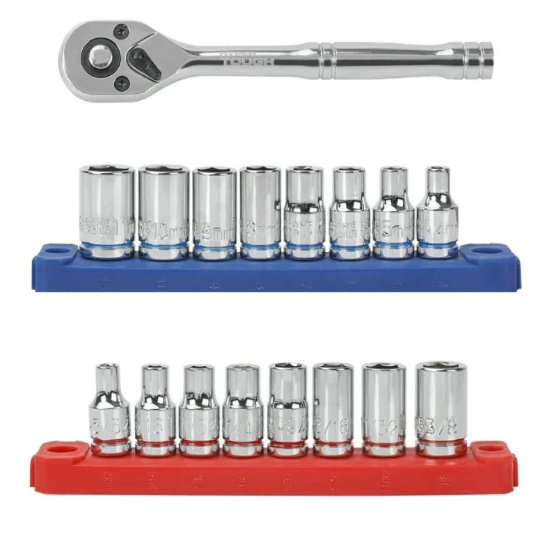 Hyper Tough 19 Piece 1/4 inch Drive Ratchet and Socket Set - Precision Tool Kit for DIY